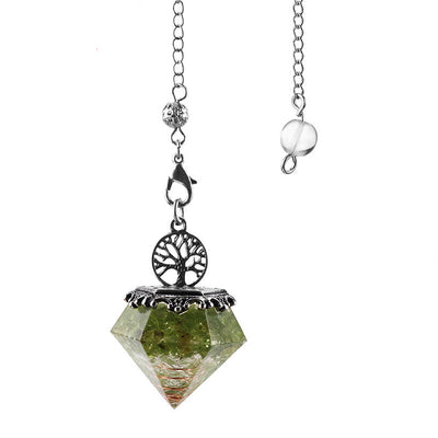 Olivenorma Natural Crystal Geometric Tree of Life Pendulum