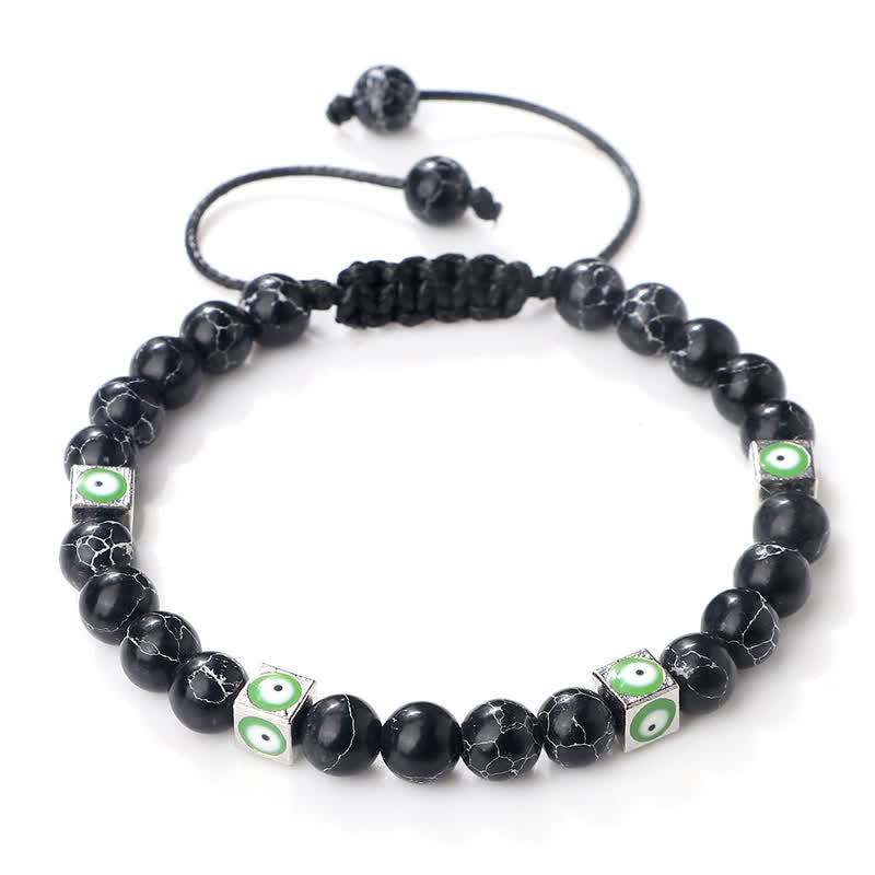 Olivenorma Natural Crystal Beaded Evil Eye Braided Bracelet