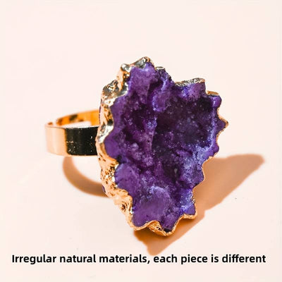 Olivenorma Natural Irregular Crystal Sun Flower Sliced Ring