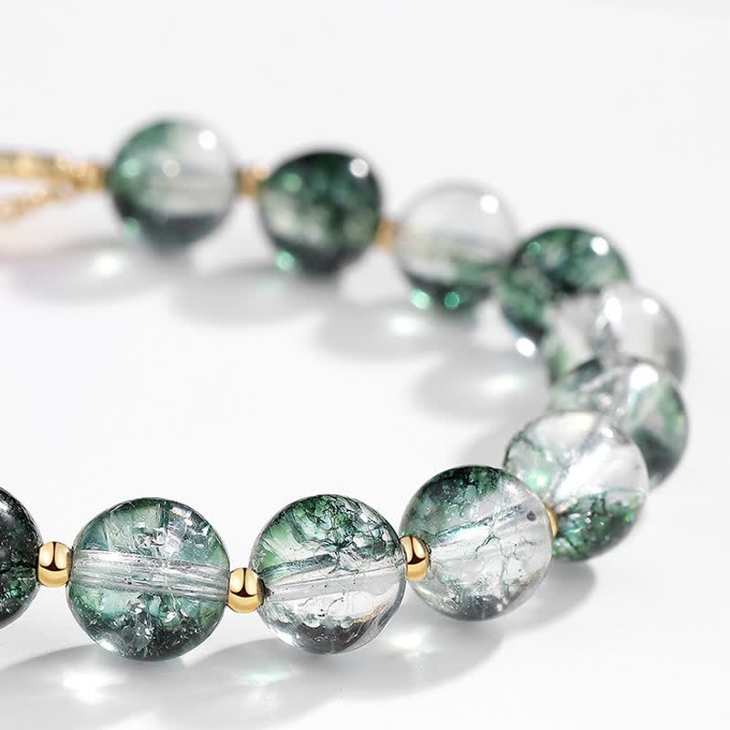 Olivenorma Green Phantom Quartz Beaded Sakura Pendant Bracelet