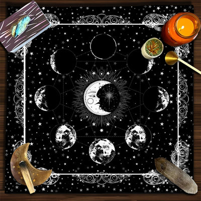 Olivenorma Square Divination Moon Phases Tarot Tablecloth