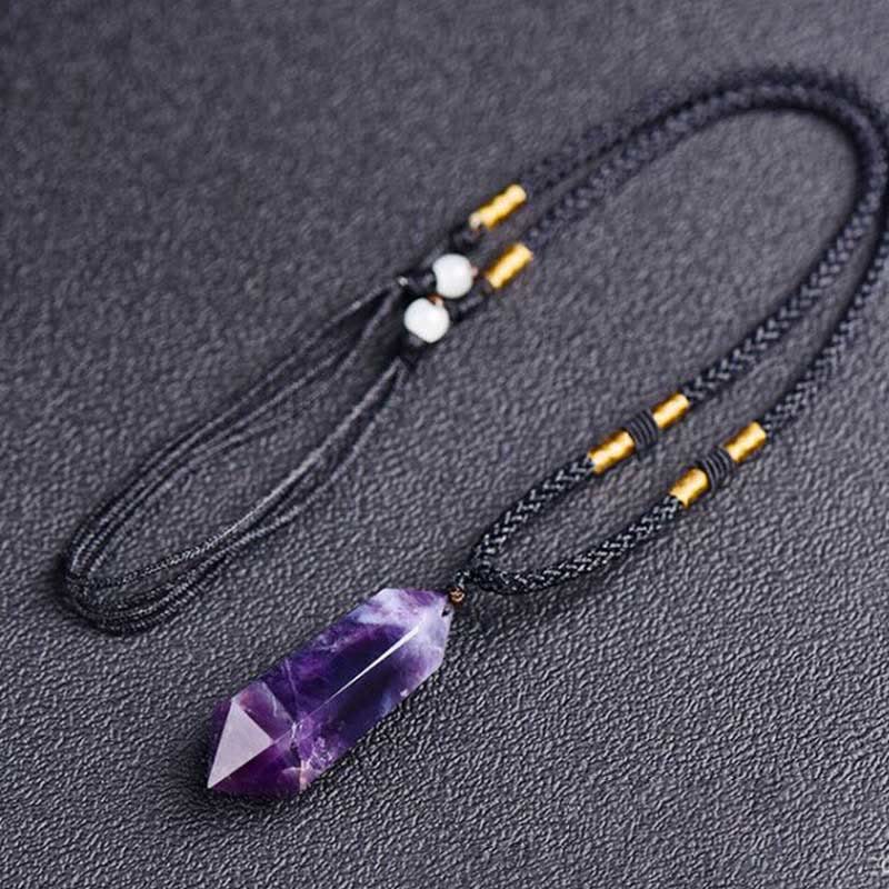 Olivenorma Natural Crystal Amethyst Healing Necklace