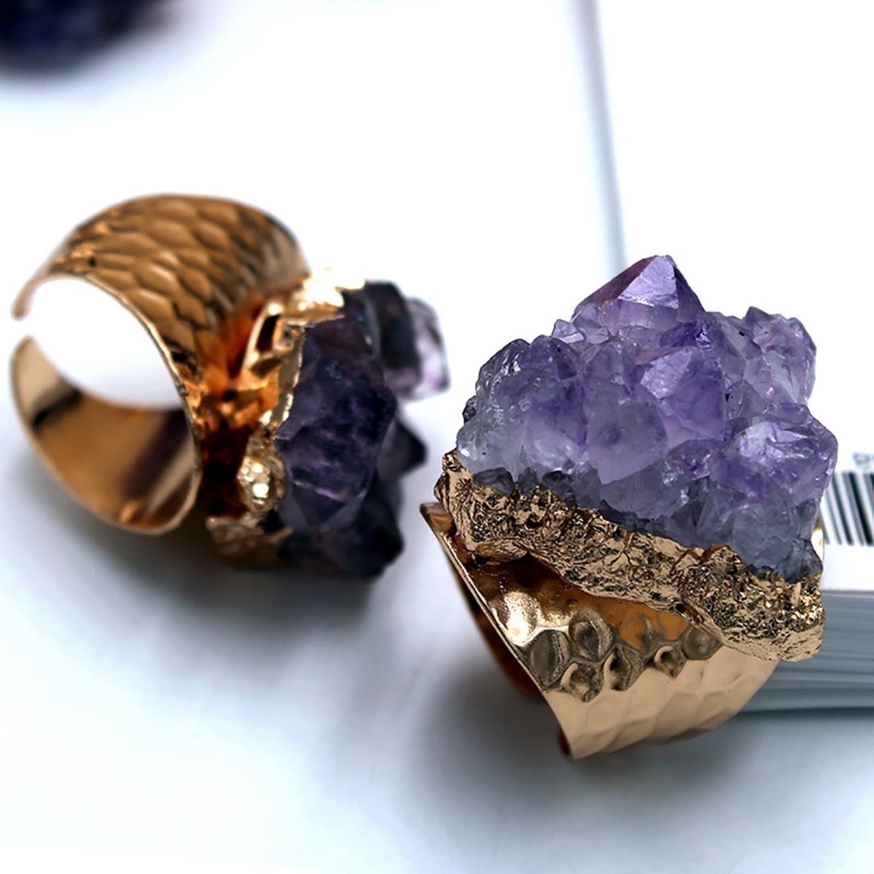 Olivenorma Retro Adjustable Natural Amethyst Ring