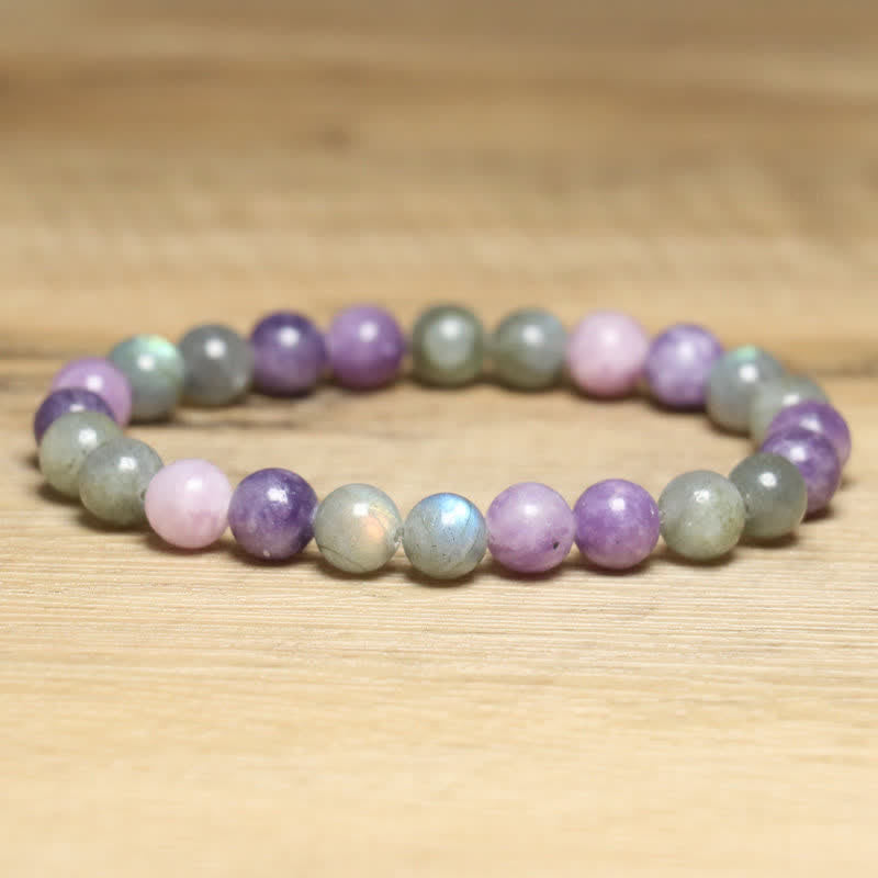 Olivenorma Natural Moonstone Lepidolite Beaded Women Bracelet