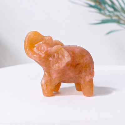 Olivenorma Natural Crystal Elephant Carving Ornament Gemstone Decoration