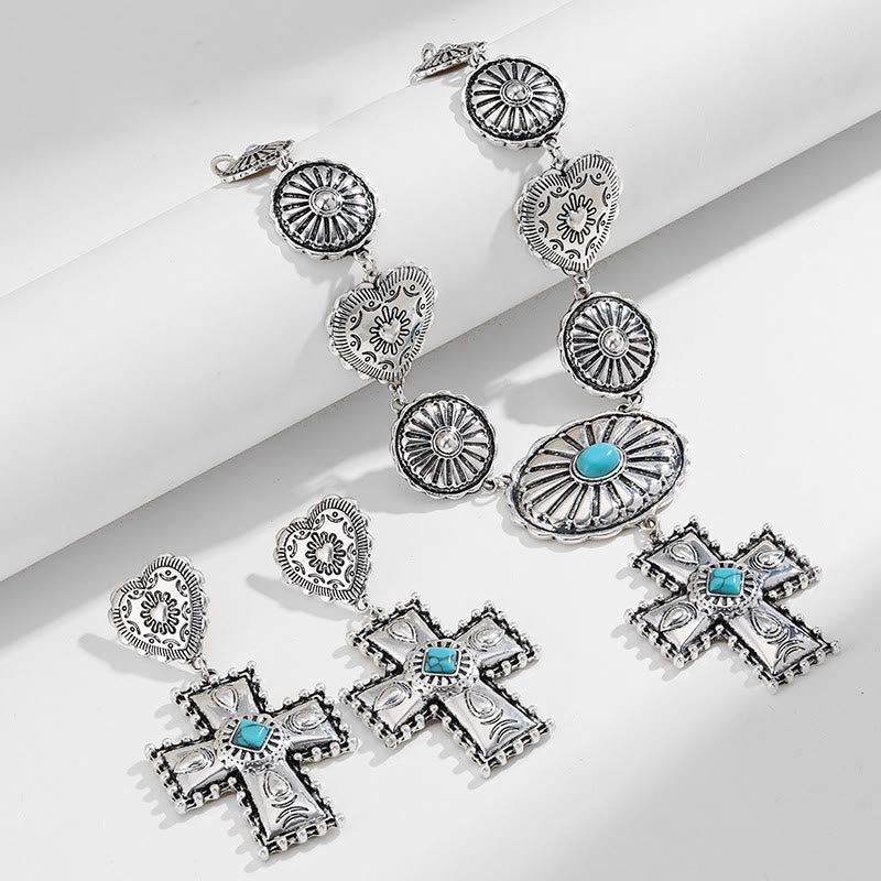 Olivenorma Love Cross Antique Silver Design Alloy Jewelry Set