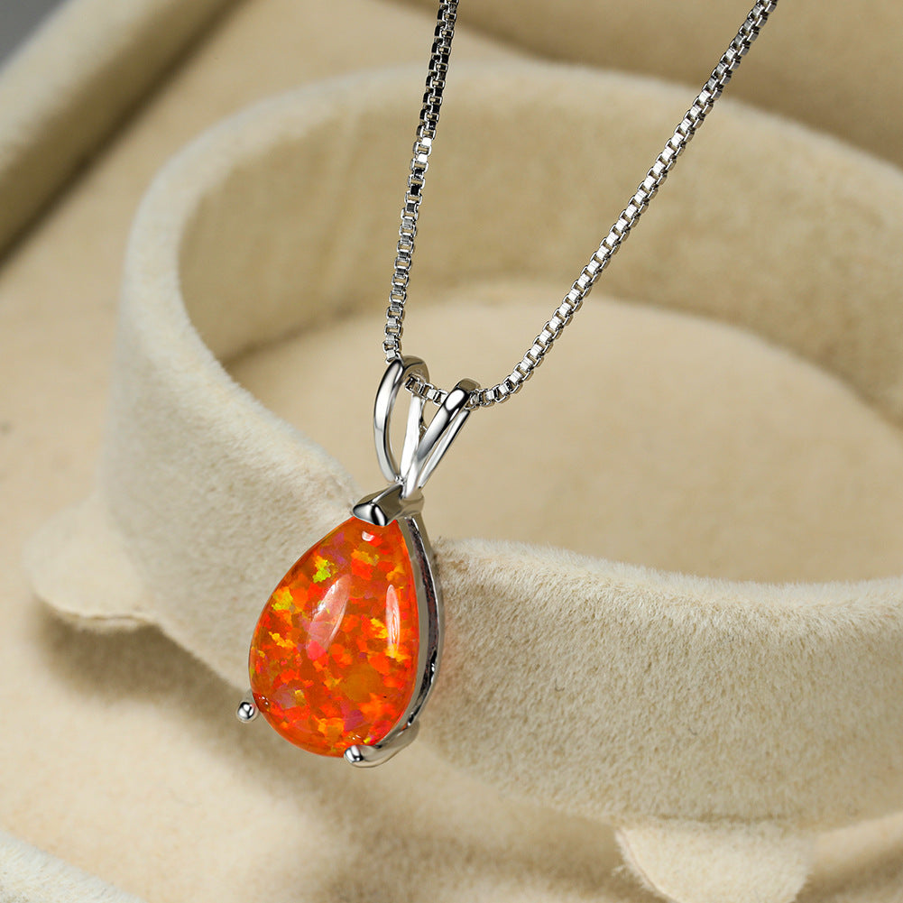 Olivenorma Minimalist Droplet Opal Pendant Necklace