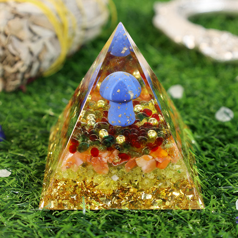 Carnelian Lapis Lazuli Mmushroom Orgone Pyramid