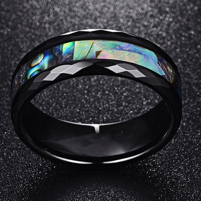 Olivenorma Koa Wood and Abalone Shell Tungsten Carbide Ring