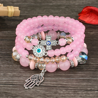 (Clearance 30% OFF / CODE: OFF30) - Olivenorma Evil Eye Hamsa Protection 4-Piece Bracelet Set