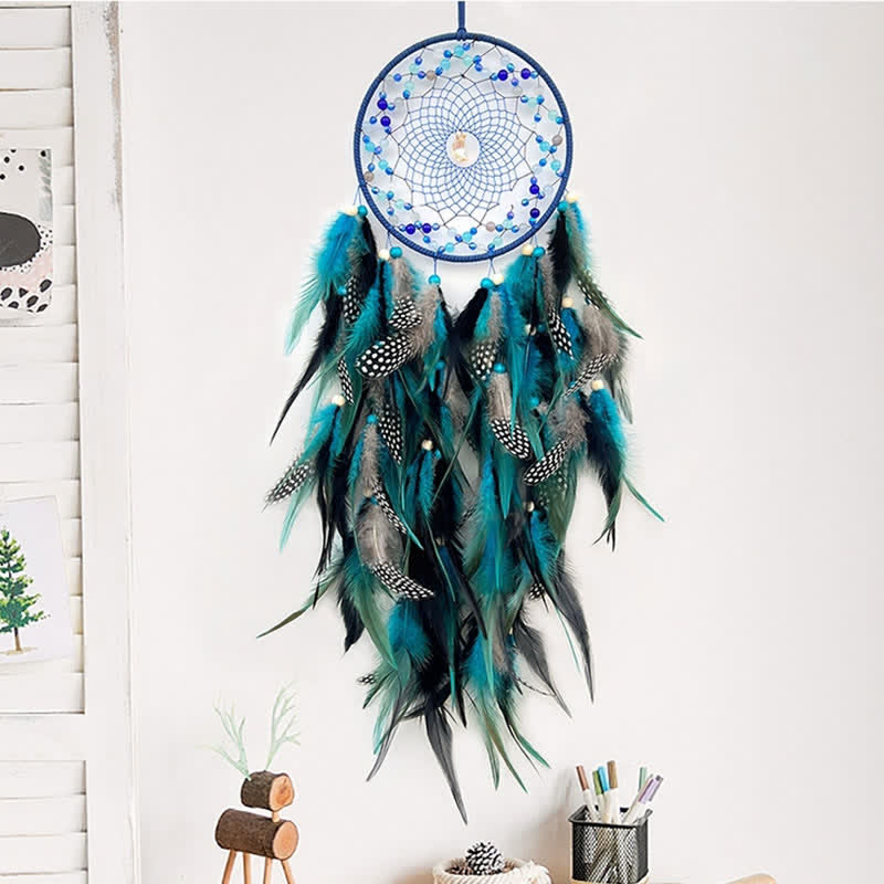 Olivenorma Handwoven Beaded Agate Feather Dream Catcher