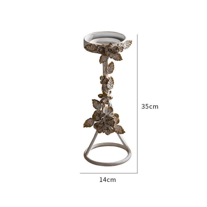 Olivenorma Retro Iron Antique Flower Decorative Candle Holder