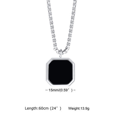 Olivenorma Square Pendant Men Long Sweater Chain Necklace