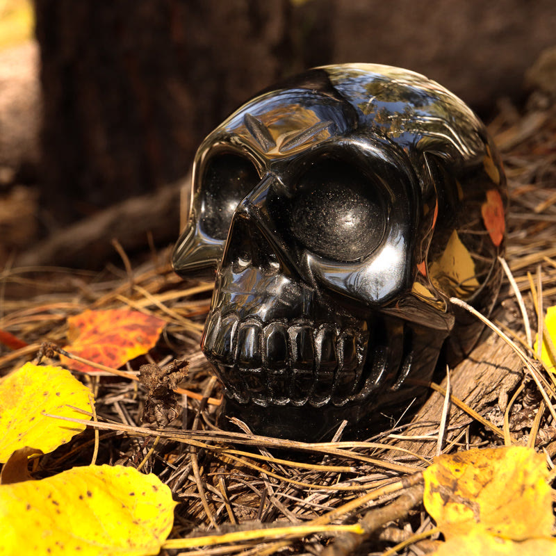 Olivenorma Obsidian Crystal Skull Decoration