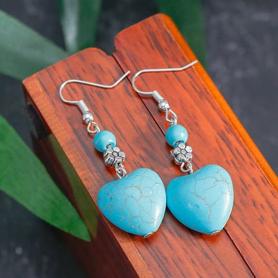 Olivenorma Turquoise Heart Drop Earrings