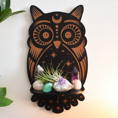 Olivenorma Celestial Owl Altar Crystal Shelf