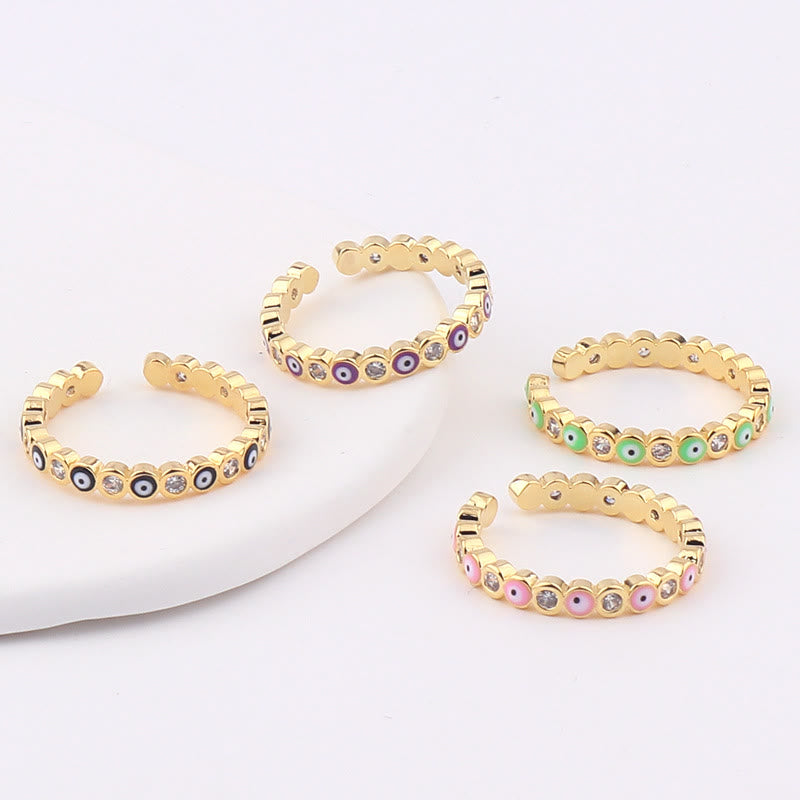 Olivenorma Colorful Evil Eye White Zircon Adjustable Ring