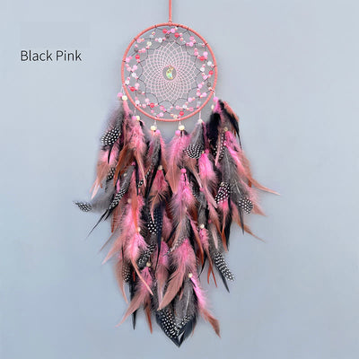 Olivenorma Handwoven Beaded Agate Feather Dream Catcher