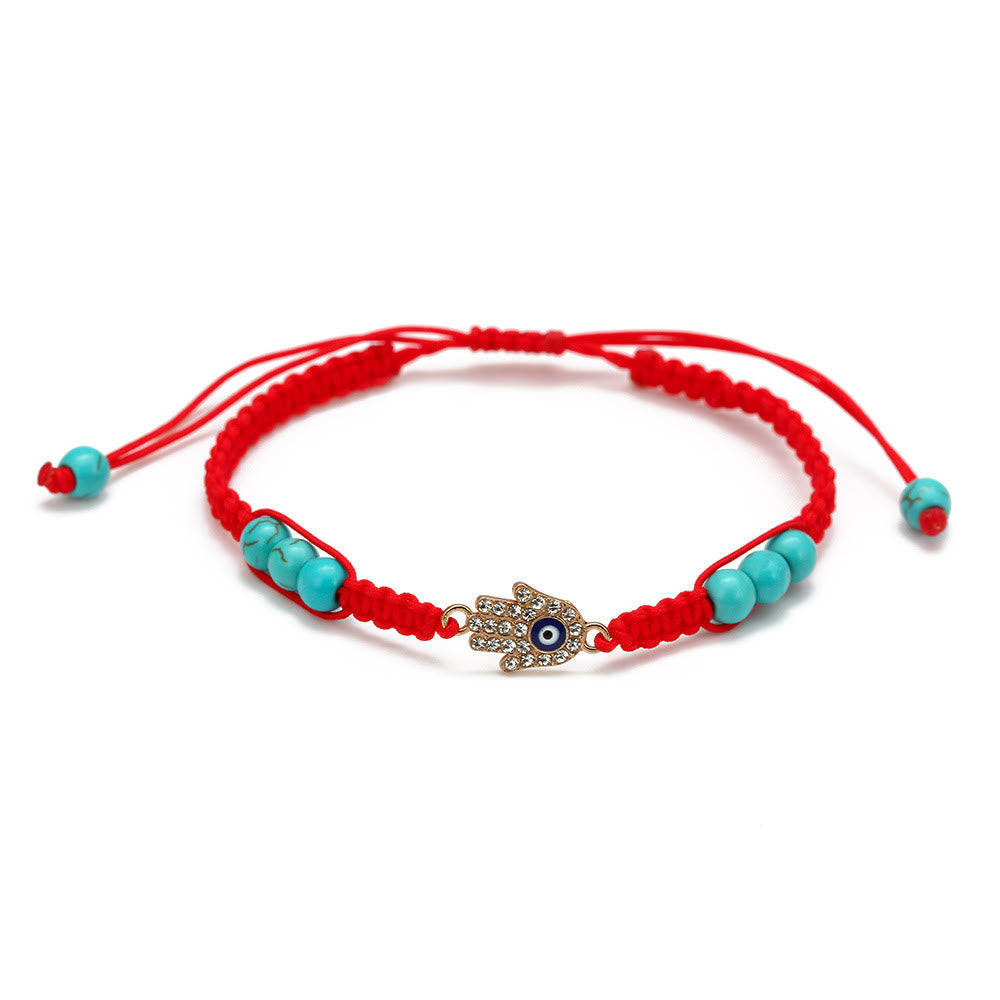 Olivenorma Turquoise White Zircon Evil Eye Braided Adjustable Bracelet