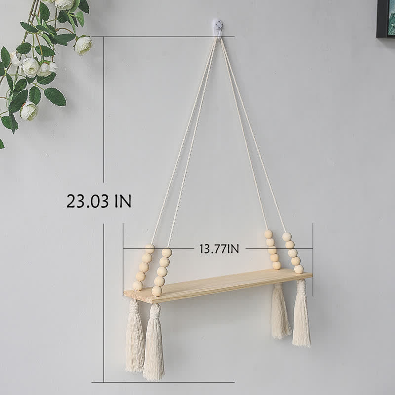 Olivenorma Cotton Rope Wooden Board Storage Rack Wall Decor