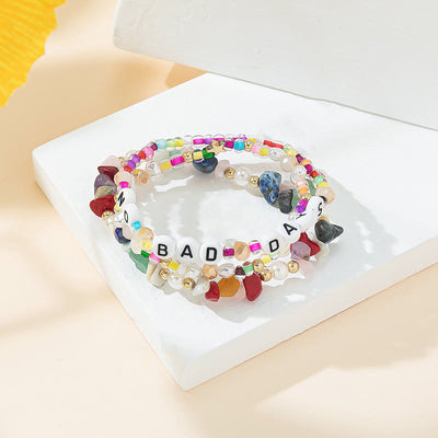 Olivenorma "No Bad Days" Crystal Beaded Three Layer Bracelet Set