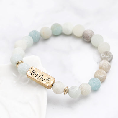 Olivenorma Natural Gemstone Belief Engraving Bracelet