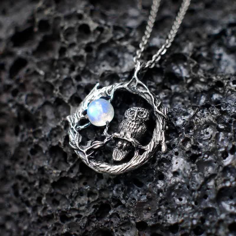 Rebirth Owl Retro Moonstone Necklace