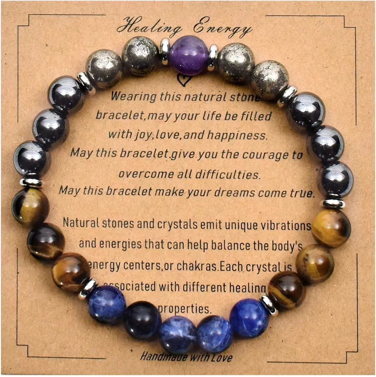 Olivenorma Blessing Card Natural Stone Beaded Bracelet