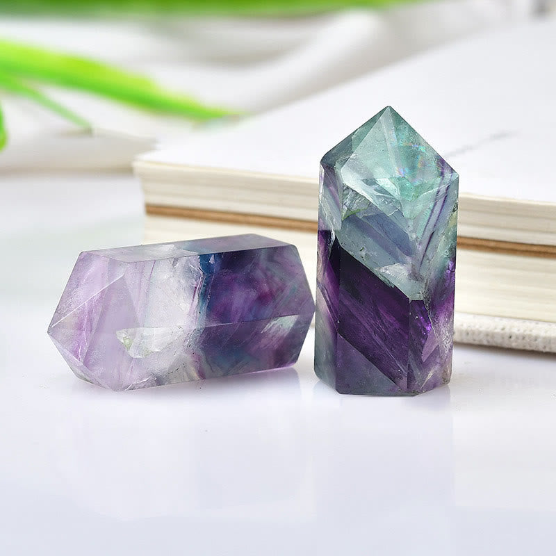 Olivenorma Rainbow Fluorite Crystal Spike Wands