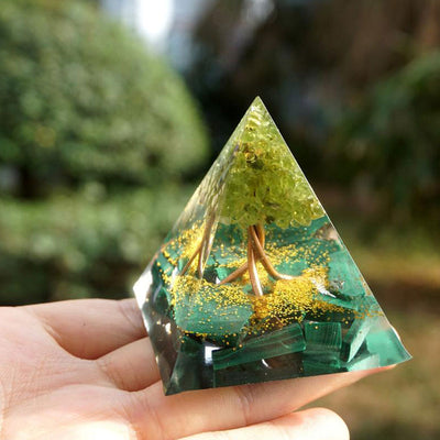 Olivenorma Sacred Heart Forest Malachite & Peridot Orgone Pyramid - image 4