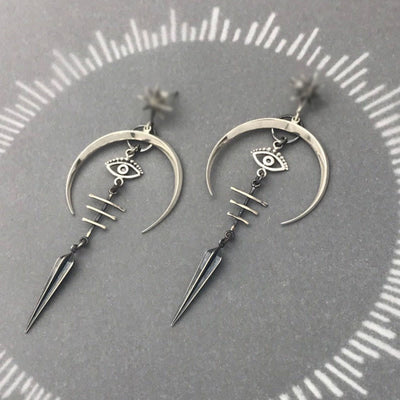 (Clearance 30% OFF / CODE: OFF30) - Olivenorma Evil Eye Crescent Moon Earrings