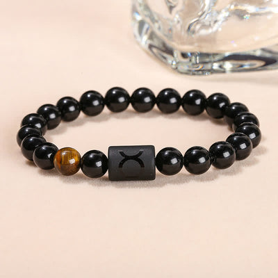 Olivenorma 8mm Natural Obsidian Beads Zodiac Bracelet