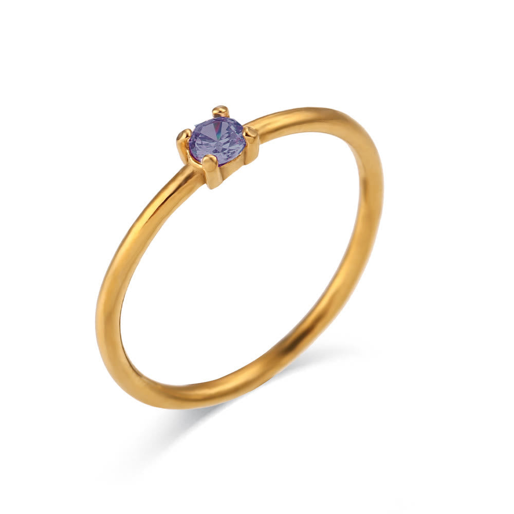 Olivenorma Simple Birthstone Stainless Steel Plated 18k Ring