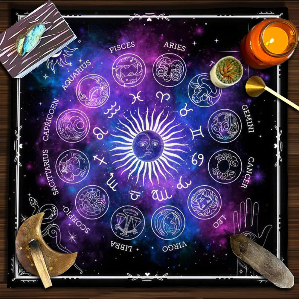 Olivenorma 12 Constellations Zodiac Signs Tarot Tablecloth