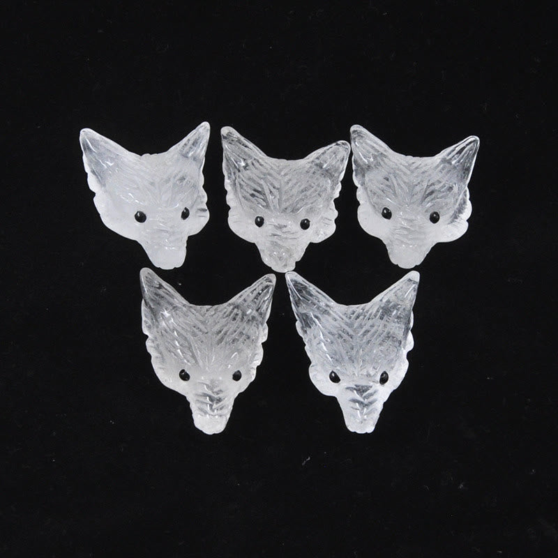 Olivenorma Spirit Guardian Wolf Head Crystal Carving Gemstone Decoration - Clear Crystal - With Card - image 3