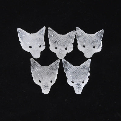 Olivenorma Spirit Guardian Wolf Head Crystal Carving Gemstone Decoration - Clear Crystal - With Card - image 3