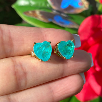 Olivenorma Heart Shape Paraiba Tourmaline Necklace Earrings