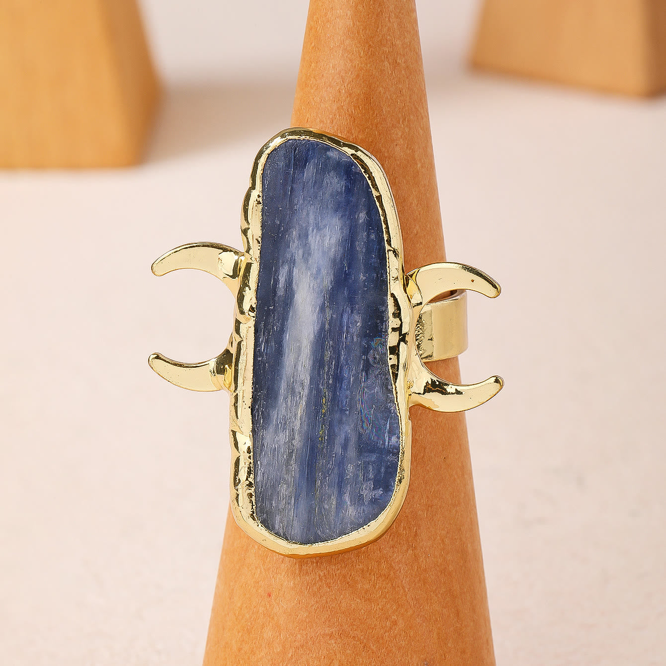 Olivenorma Kyanite Double Moon Healing Adjustable Ring