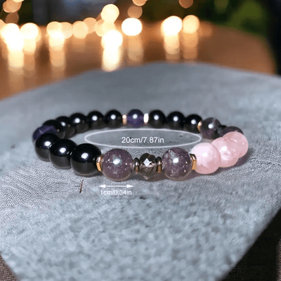 Olivenorma 8mm Rose Quartz Obsidian Amethyst Beads Bracelet