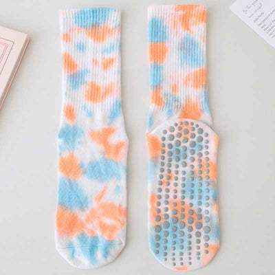 Olivenorma Medium-Tube Tie-dye Anti Slip Yoga Socks