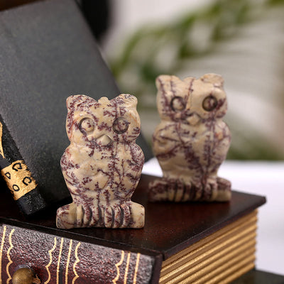 Olivenorma Owl Grass Flower Stone Ornament