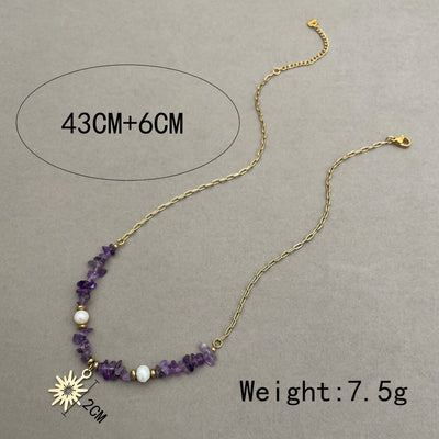 Olivenorma Irregular Amethyst Pearl 16 Pointed Star Pendant Necklace