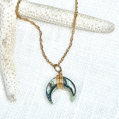 Olivenorma Gemstone Crescent Moon Necklace