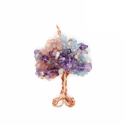 Olivenorma Crystal Gravel Chakra Tree Of Life Necklace Pendant