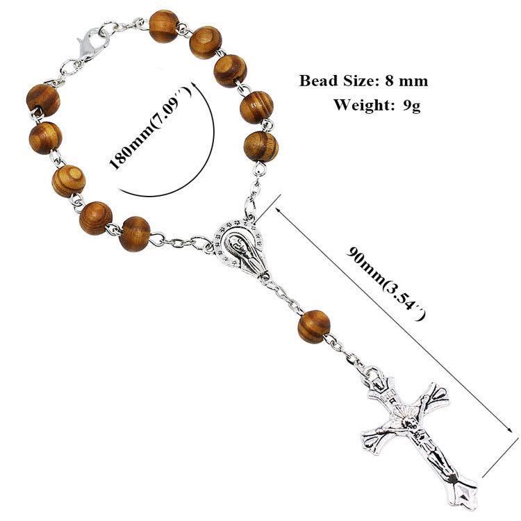 Olivenorma Bead Rosary Cross Bracelet