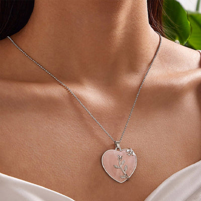 Olivenorma Heart Shaped Rose Gemstone Necklace