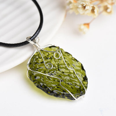 Olivenorma Natural Moldavite Irregular Necklace