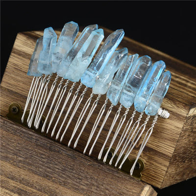 Natural Crystal U Shape Hair Comb Crystal Crown