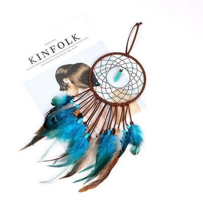 Olivenorma Turquoise Handmade Traditional Feather Dream Catcher