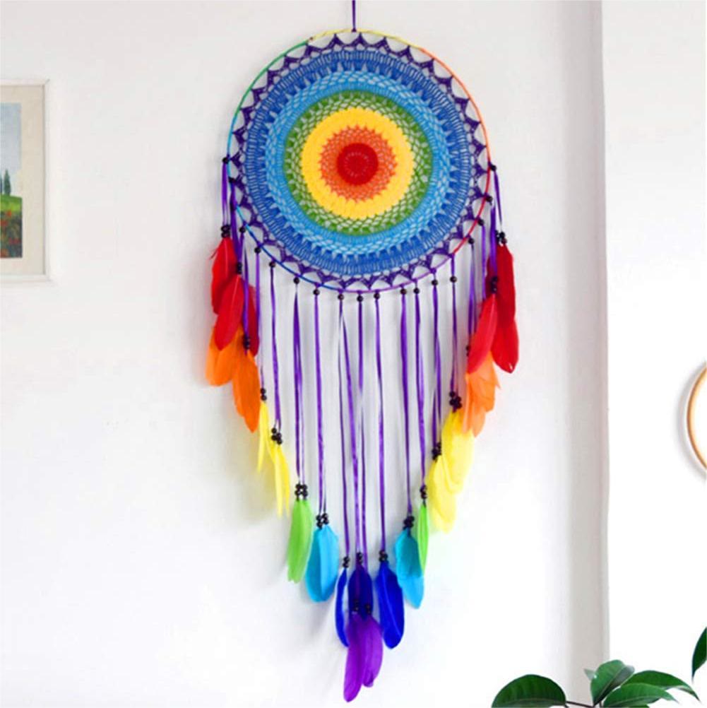 Olivenorma Rainbow Feather Beaded Black Onyx Dream Catcher